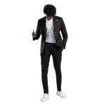 SİR Regular Fit Yarım Astarlı%100 Linen (Keten) Kumaş Takım Elbise SİYAH 56-6 Drop