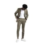 SİR Regular Fit Yarım Astarlı%100 Linen (Keten) Kumaş Takım Elbise YEŞİL 54-6 Drop