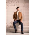 Sir Slimfit Erkek Kaşe Kaban - 62 - Taba