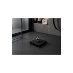 SIRÉ Studio Siyah Minimal Taş Dokulu Kare Banyo Gider Kapağı 10x10 cm – Krom Kulplu