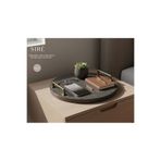 SIRÉ Studio Yuvarlak Mermer Sunum Tepsisi Pirinç Kulplu 30 cm- SIRÉ Black Stone Collection