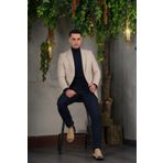 SİR YÜNLÜ MONO YAKA KAŞMİR ÇİFT YIRTMAÇ 6 DROP KIŞLIK ERKEK TEK CEKET SR67502 KREM 46-6 Drop
