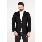 SİR YÜNLÜ MONO YAKA KAŞMİR ÇİFT YIRTMAÇ 6 DROP KIŞLIK ERKEK TEK CEKET SR67502 SİYAH 46-6 Drop