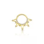 Sıra Taşlı Top Top Altın Helix Piercing