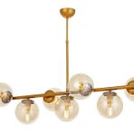 Sıralı Yedili Eskitme Gold Kasalı Avize, Bal Camlı