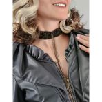 Sıralı Zincir Dokuma Sallantılı Vücut Tasma Choker Siyah Gold El Yapımı Kolye