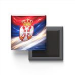 Sırbistan - Abstract Efektli Bayrak - Baskılı Kare Buzdolap Magneti