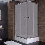 Sırduş 100x100x180 cm Kare Parlak Profil Komple Kumlu Cam Duş Kabini
