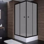 Sırduş 100x100x180 cm Kare Siyah Profil Komple Kumlu Cam Duş Kabini