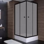 Sırduş 100x80x180 cm Dikdörtgen Siyah Profil Komple Kumlu Cam Duş Kabini