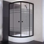 Sırduş 110x110x180 cm Oval Siyah Profil Komple Kumlu Cam Duş Kabini