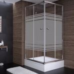 Sırduş 80x80x180 cm Kare Parlak Profil 06 Kumlu Cam Duş Kabini