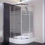 Sırduş 80x80x180 cm Oval Parlak Profil 06 Kumlu Cam Duş Kabini