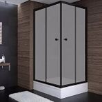 Sırduş 90x90x180 cm Kare Siyah Profil Komple Kumlu Cam Duş Kabini