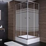 Sırduş 90x90x190 Kare Parlak Profil 06 Kumlu Cam Duş Kabini Gümüş