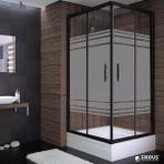 Sırduş 90x90x190 Kare Siyah Profil 06 Kumlu Cam Duş Kabini (tekne Hariç)