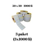 Sırımsı Kraf -3 Paket- Eko Termal Barkod Rulo Etiket (40lık Kuka) 50x30mm (1000 Li)