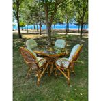 Şirin 4 Kişilik Bambu Bahçe Takımı Oval - Doğal Bambu Renk, Şık, Konforlu ve Dayanıklı Tasarım - Bambu Rengi