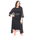 Şirin Butik Kadın Büyük Beden Şifon ve Sim Şerit Detaylı İkili Abiye Takım