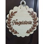 Şirin Lazer Hoşgeldiniz Yazisi Zeytin Dali Dekor Ahşap Mdf Kapi Duvar Süsü akça ağaç kahve rengi ceviz dekor