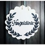 Şirin Lazer Hoşgeldiniz Yazısı Zeytin Dalı Dekor Lazer Kesim Ahşap Mdf Kapı Duvar Süsü BEYAZ
