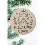 Şirin Lazer Kızlarımın Odası Lazer Kazıma Ahşap Mdf Kapı Süsü Duvar Dekorasyonu AKÇAAĞAÇ RENK