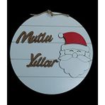 Şirin Lazer Mutlu Yıllar Noel Baba Yılbaşı Kapı Süsü Çam Ağacı Süsleme beyaz kırmızı