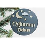 Şirin Lazer Oğlumun Odasi Ay Bulut Dekor Ahşap Mdf Duvar Dekorasyonu Kapı Süsü