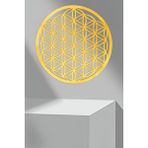 Şirin Lazer Yaşam Çiçeği Kutsal Geometri Mdf Üzerine Aynalı Pleksi Altın Sarısı Duvar Dekorasyonu