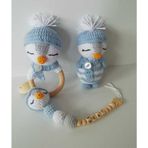 Şirin Penguen Yeni Doğan Seti Amigurumi Organik Oyuncak