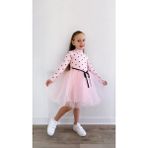 Şirin Şeyler Butiği Linda Uzun Kol Kız Çocuk Prenses Kabarık Tütü Elbise Puantiyeli Esnek Likralı Pembe Tütülü Elbise Bayramlık Hediyelik - 2 Yaş - Pembe