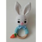 Şirin Tavşan Diş Kaşıyıcılı Çıngırak Amigurumi Organik Oyuncak