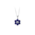 Sirius 0701P0026 Safir ve Pırlanta Taşlı Papatya Kolye
