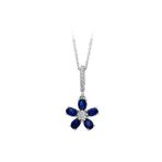 Sirius 0703P0006 Oval Safir ve Pırlanta Taşlı Menekşe Kolye