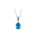 Sirius 0704P0020 Mavi Topaz ve Pırlanta Taşlı Kolye