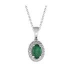 Sirius 0704P0044 Oval Zümrüt ve Pırlanta Taşlı Kolye