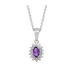 Sirius 0704P0047 Pırlanta ve Oval Ametist Taşlı Anturaj Kolye