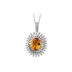 Sirius 0704P0055 Oval Sitrin Taşlı Pırlanta Kolye