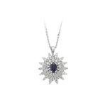 Sirius 0704P0097 Pırlanta ve Oval Safir Taşlı Anturaj Kolye
