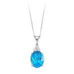 Sirius 0704P0108 Pırlanta ve Oval Mavi Topaz Taşlı Kolye