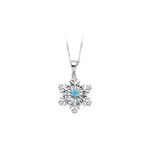 Sirius 0704P0133 Pırlanta ve Mavi Topaz Taşlı Kar Tanesi Kolye