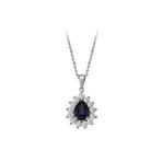 Sirius 0704P0147 Pırlanta ve Damla Safir Taşlı Anturaj Kolye