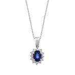 Sirius 0717P0011 Pırlanta ve Oval Safir Taşlı Anturaj Kolye