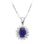 Sirius 0717P0021 Pırlanta ve Oval Safir Taşlı Anturaj Kolye
