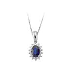 Sirius 0717P0031 Pırlanta ve Oval Safir Taşlı Anturaj Kolye