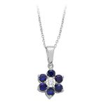 Sirius 0717P0034 Safir ve Pırlanta Taşlı Papatya Kolye