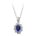 Sirius 0717P0040 Pırlanta ve Oval Safir Taşlı Kolye