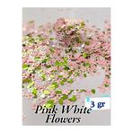 Sirius Hobi Epoksi Reçine Pink White Papatya Tırnak Makyaj Chunky Glitter 6 gr Hologramlı Sim 2x3gr