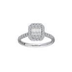 Sirius Pırlanta E Renk 0.62 Karat Baget Beyaz Altın 16 Pırlanta Yüzük