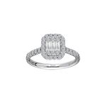 Sirius Pırlanta E Renk 0.62 Karat Baget Beyaz Altın 9 Pırlanta Yüzük